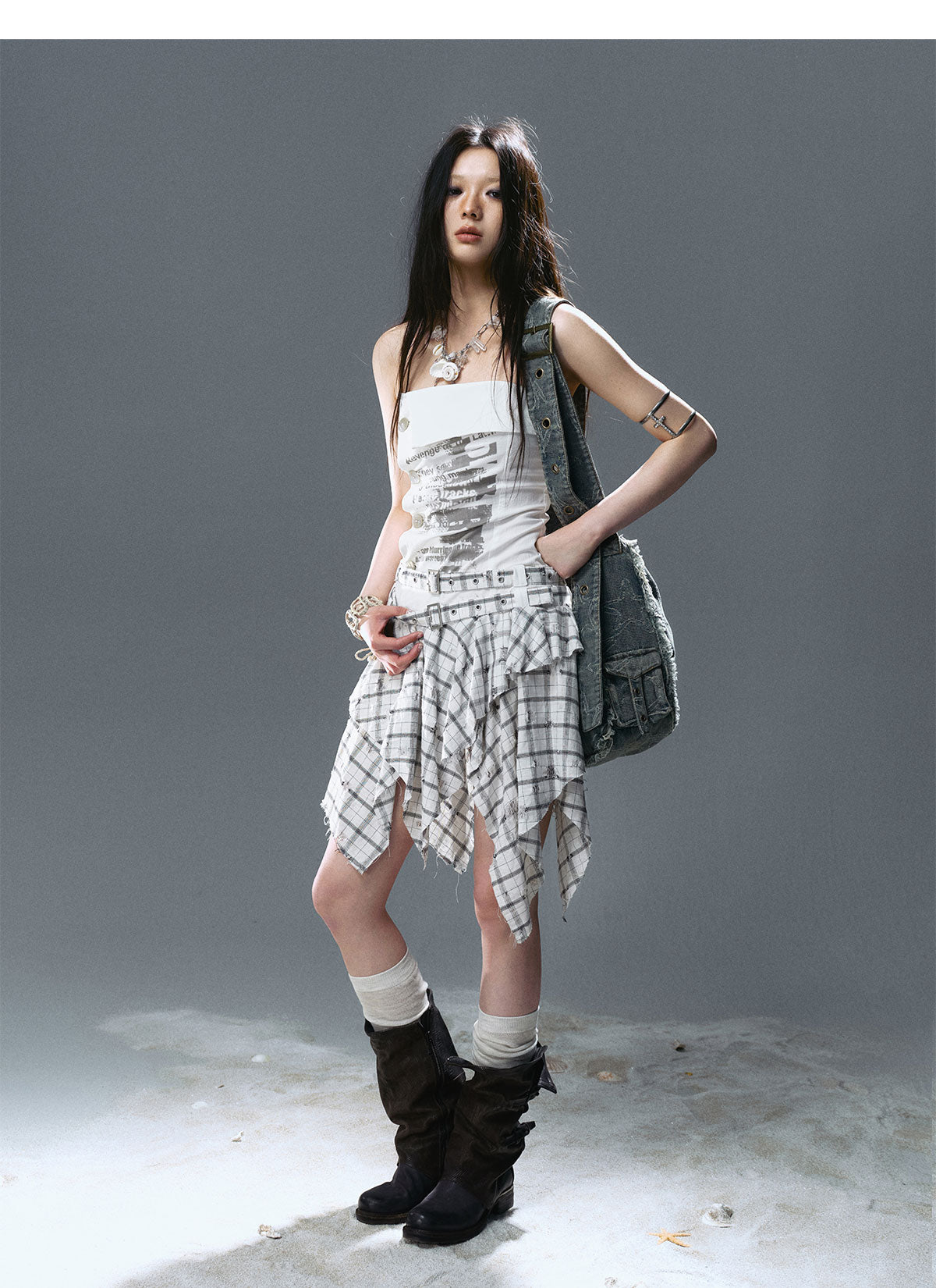 Graffiti Print Pleated Irregular Dresses