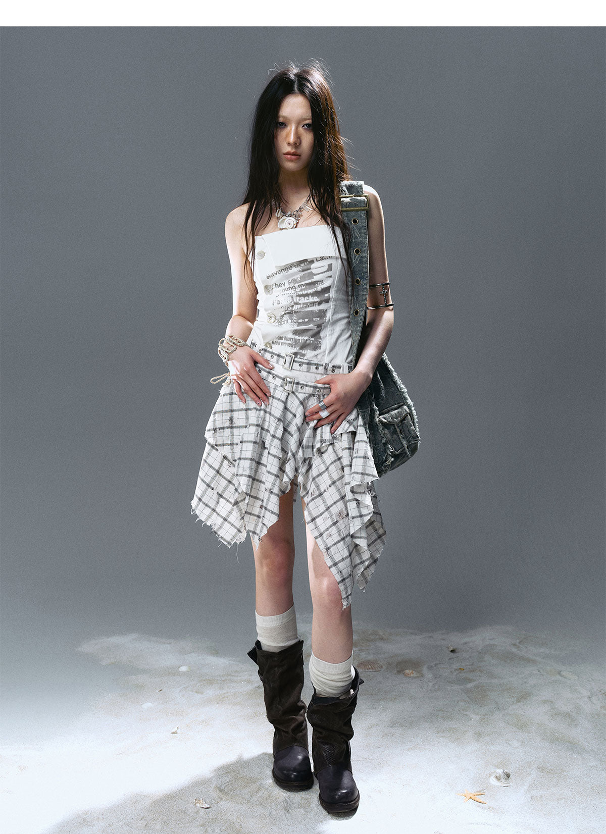 Graffiti Print Pleated Irregular Dresses