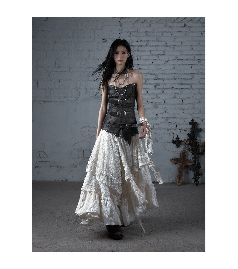 Plaid Lace 2-in-1 Strapless Dress/Skirt