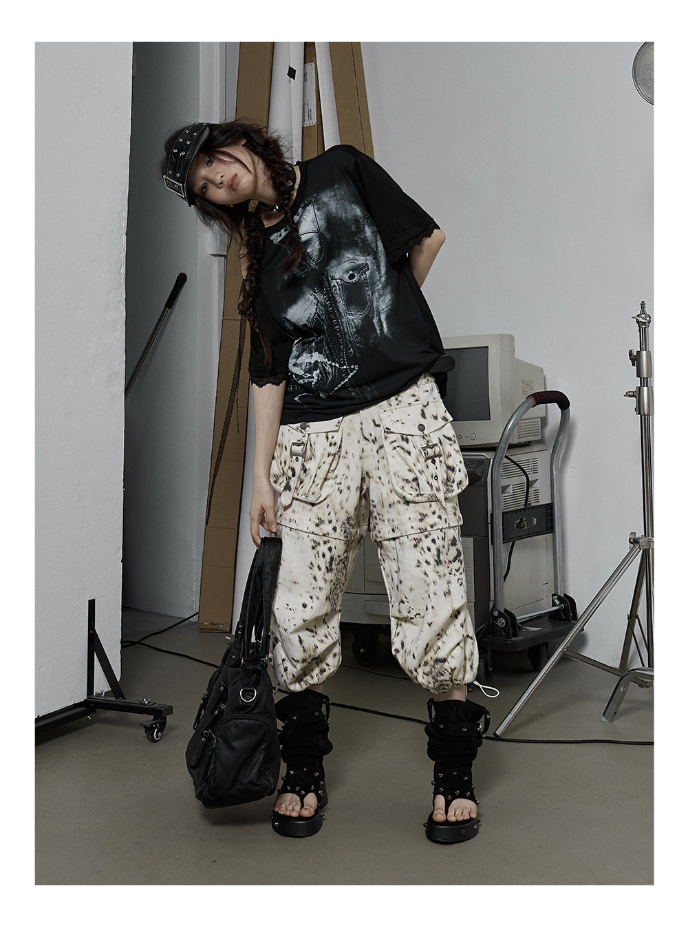 Splicing Lace Strapless Loose T-shirt