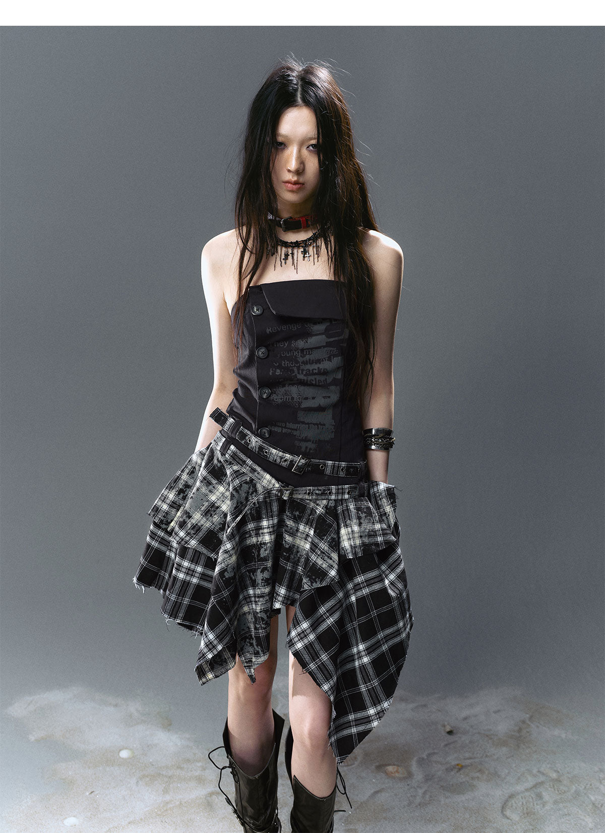 Graffiti Print Pleated Irregular Dresses