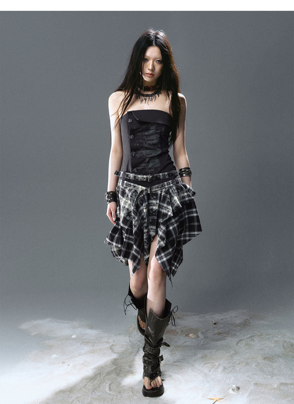 Graffiti Print Pleated Irregular Dresses
