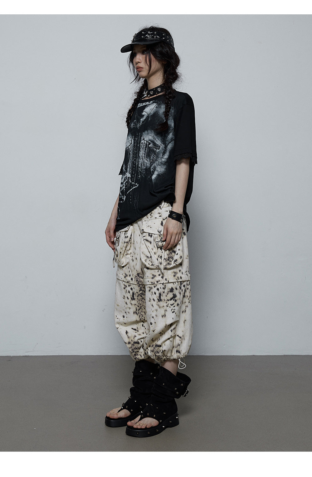 Splicing Lace Strapless Loose T-shirt