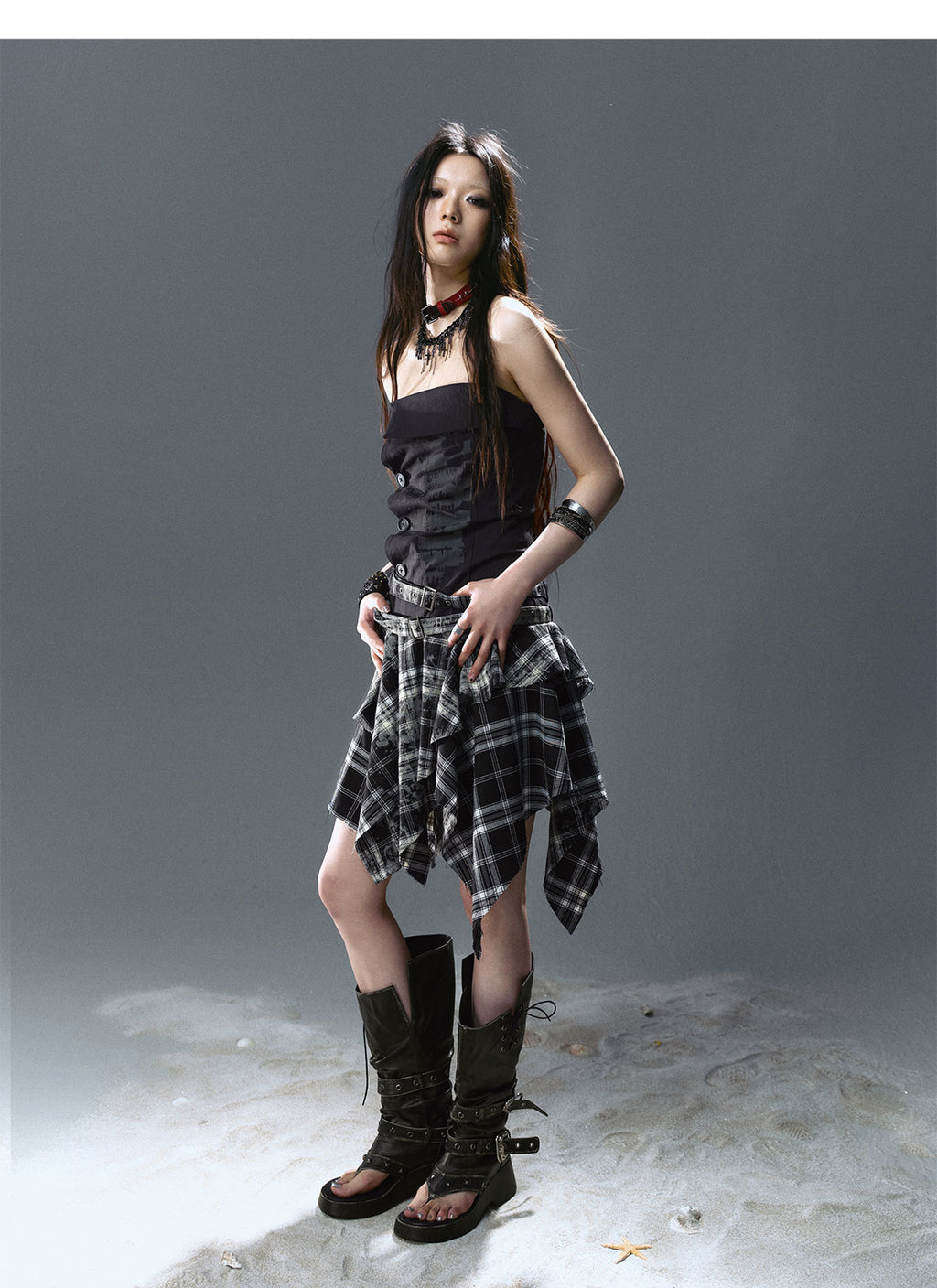Graffiti Print Pleated Irregular Dresses