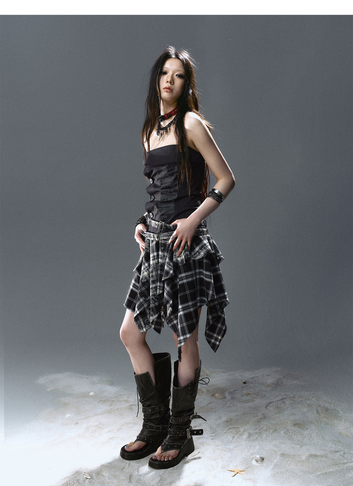Graffiti Print Pleated Irregular Dresses