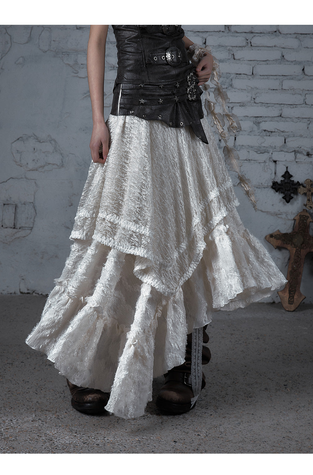 Plaid Lace 2-in-1 Strapless Dress/Skirt