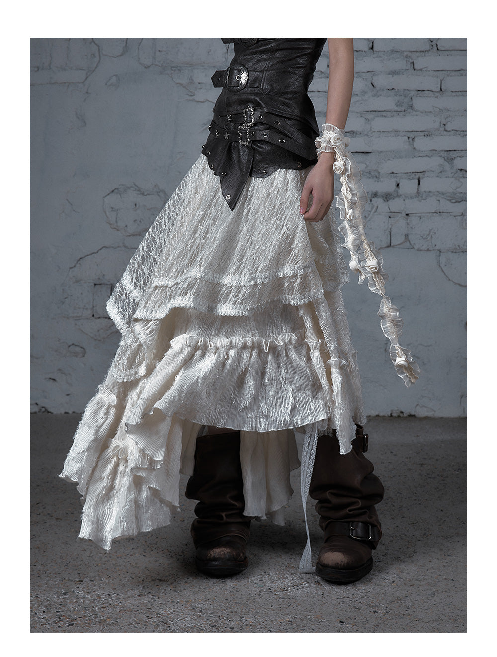 Plaid Lace 2-in-1 Strapless Dress/Skirt