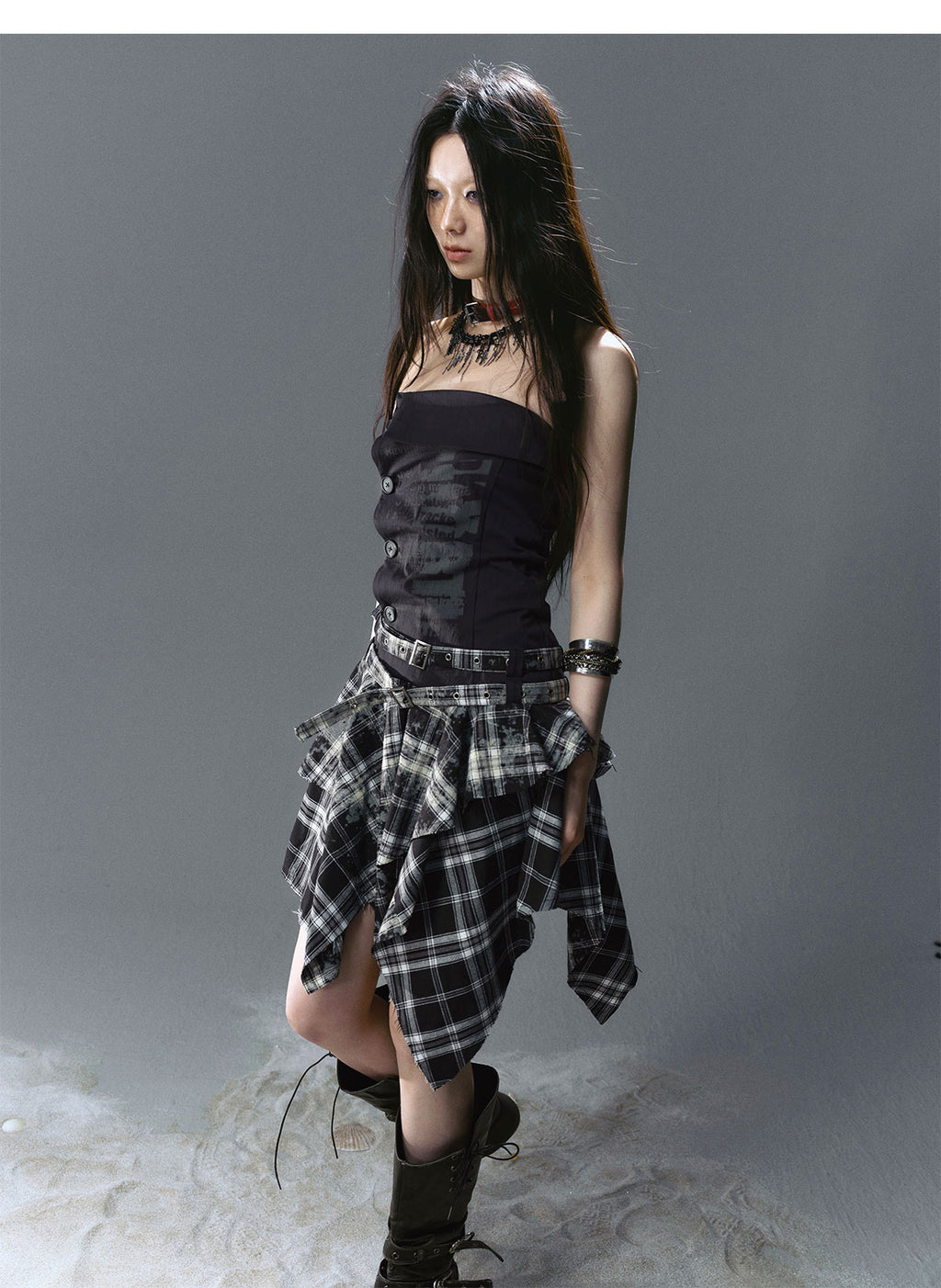 Graffiti Print Pleated Irregular Dresses