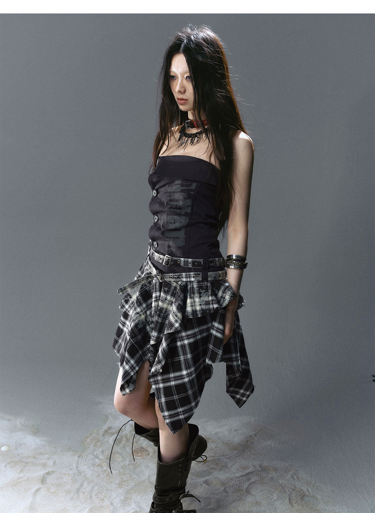 Graffiti Print Pleated Irregular Dresses