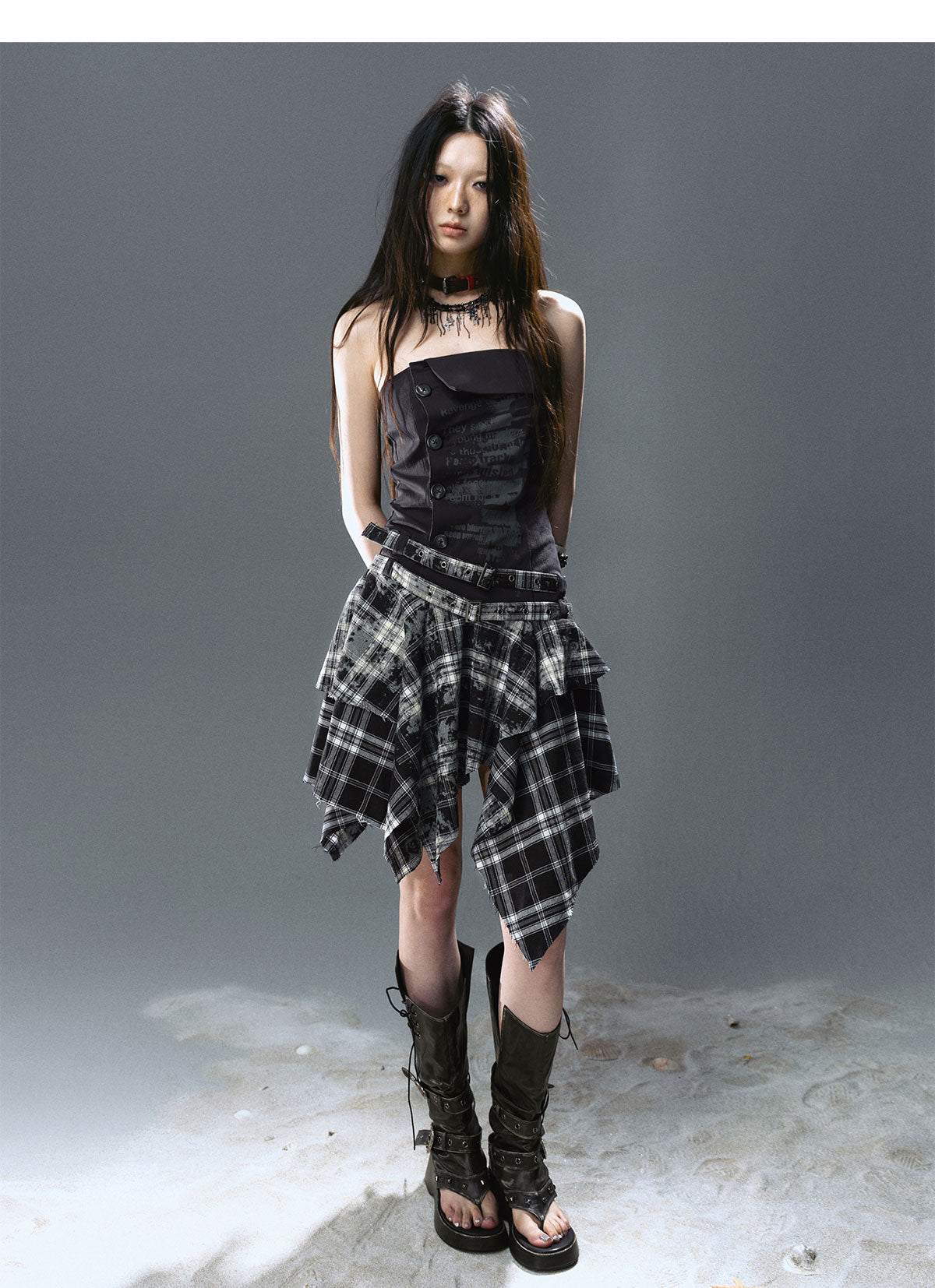 Graffiti Print Pleated Irregular Dresses