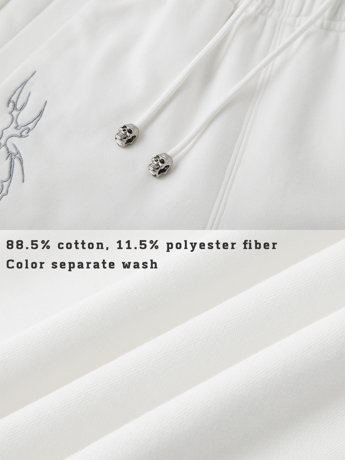 White embroidered sweatpants