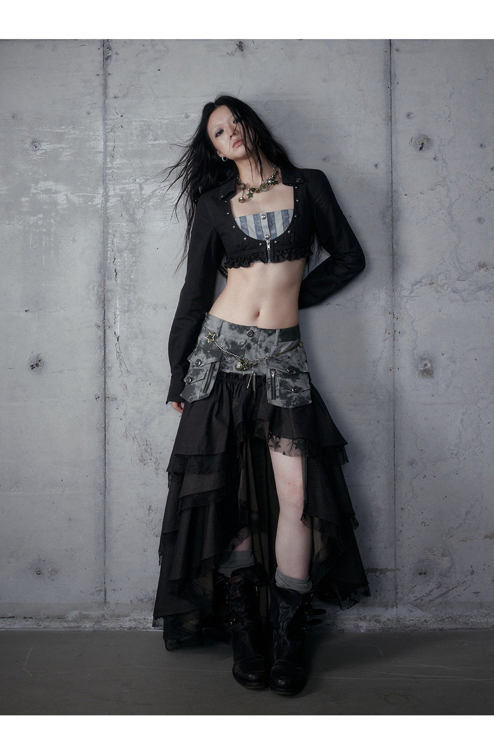 Vintage Punk Baroque Fake Two-Piece Long Sleeve Shirt