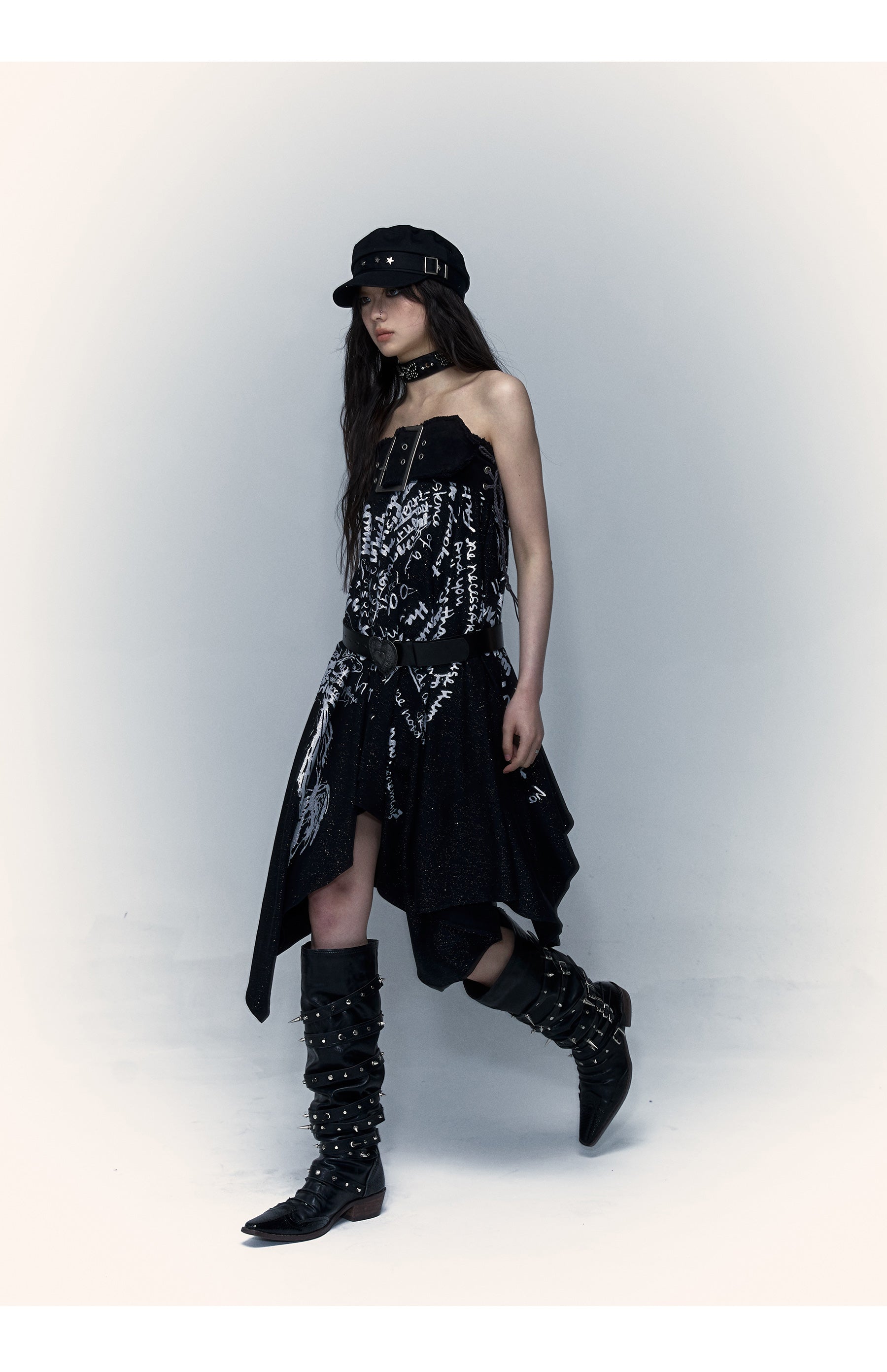 Punk Printed Sheath Dress Halter