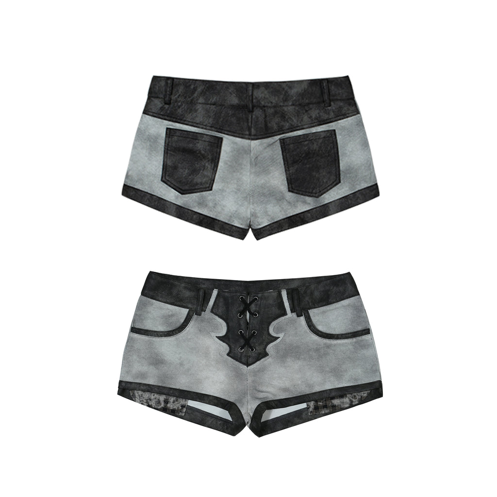 Knit & PU Hybrid Shorts & Leg Warmers