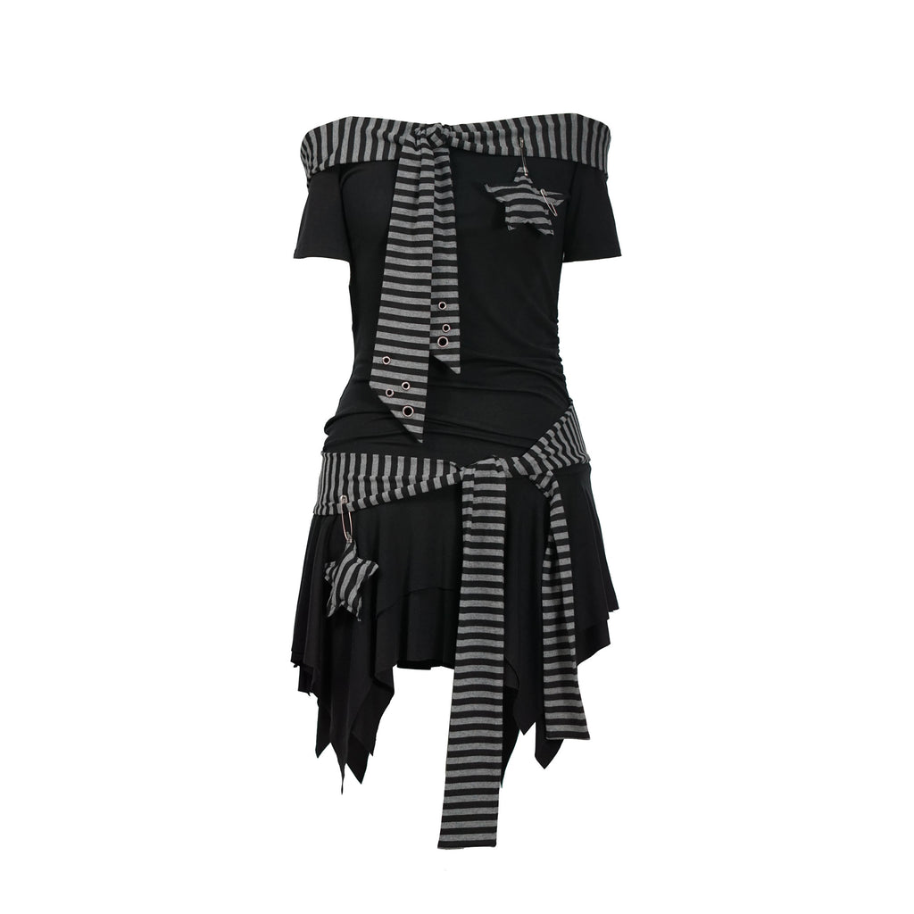 Punk Starfish Striped Tube Dress