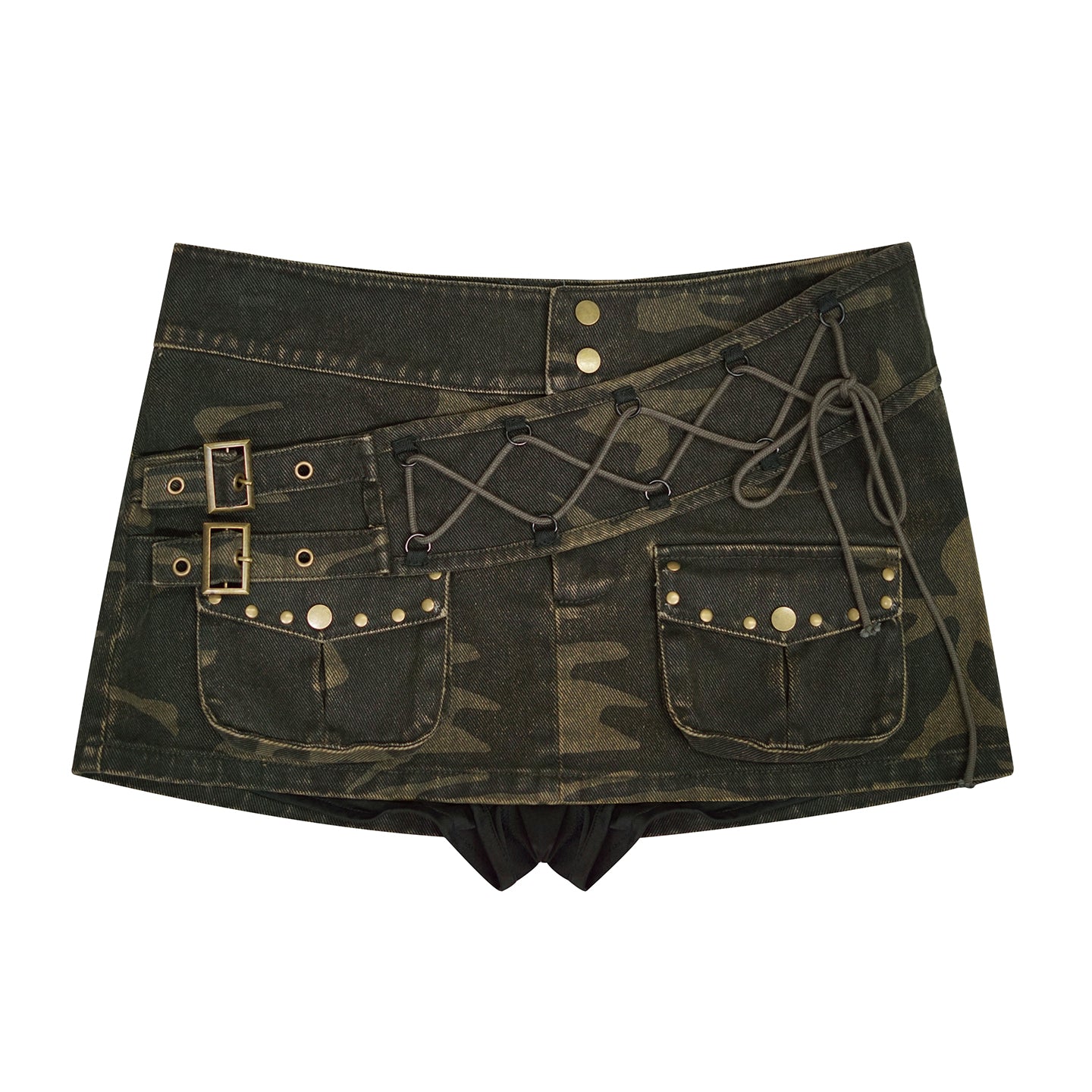 Vintage Camo Low-Waist Mini Skirt