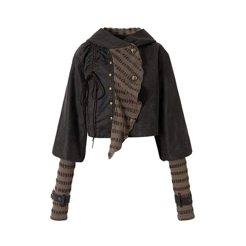 Deconstructed Knit Suede Cropped Jacket