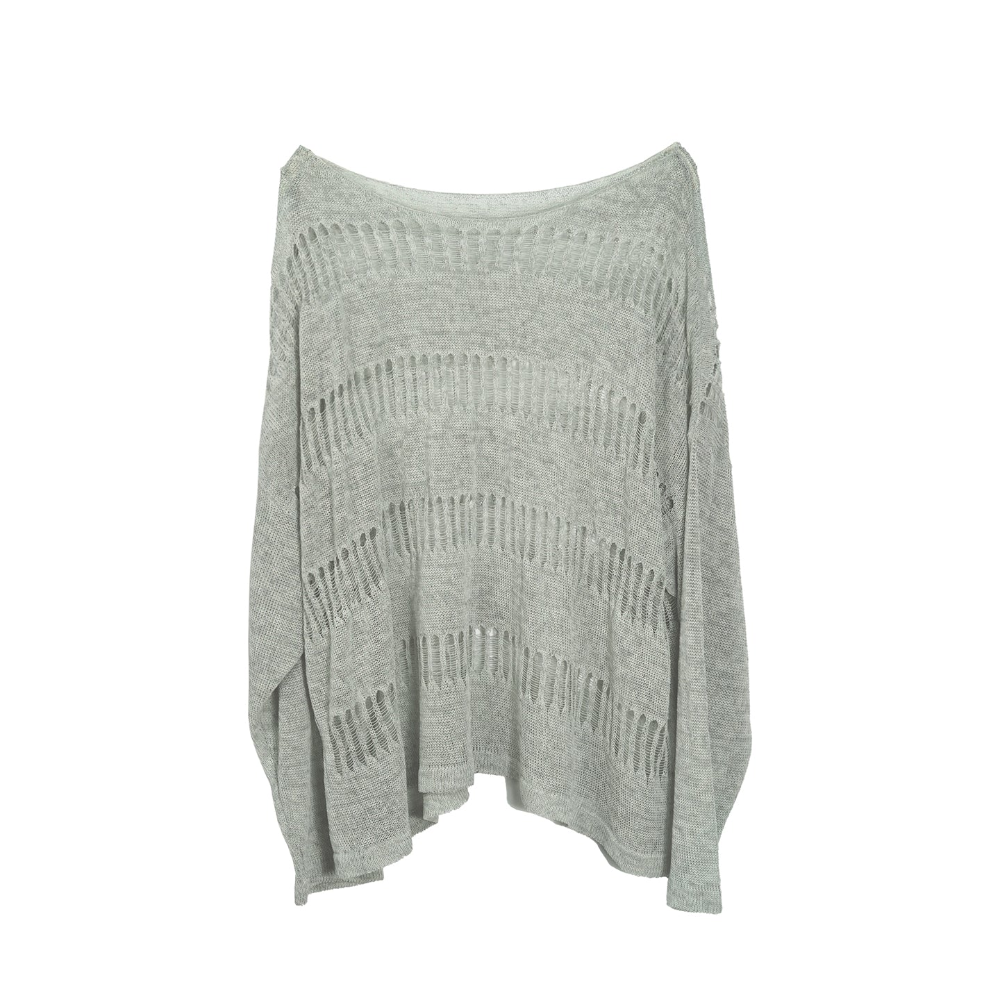 Oversize Linen Knit Cardigan with Distressed Holes