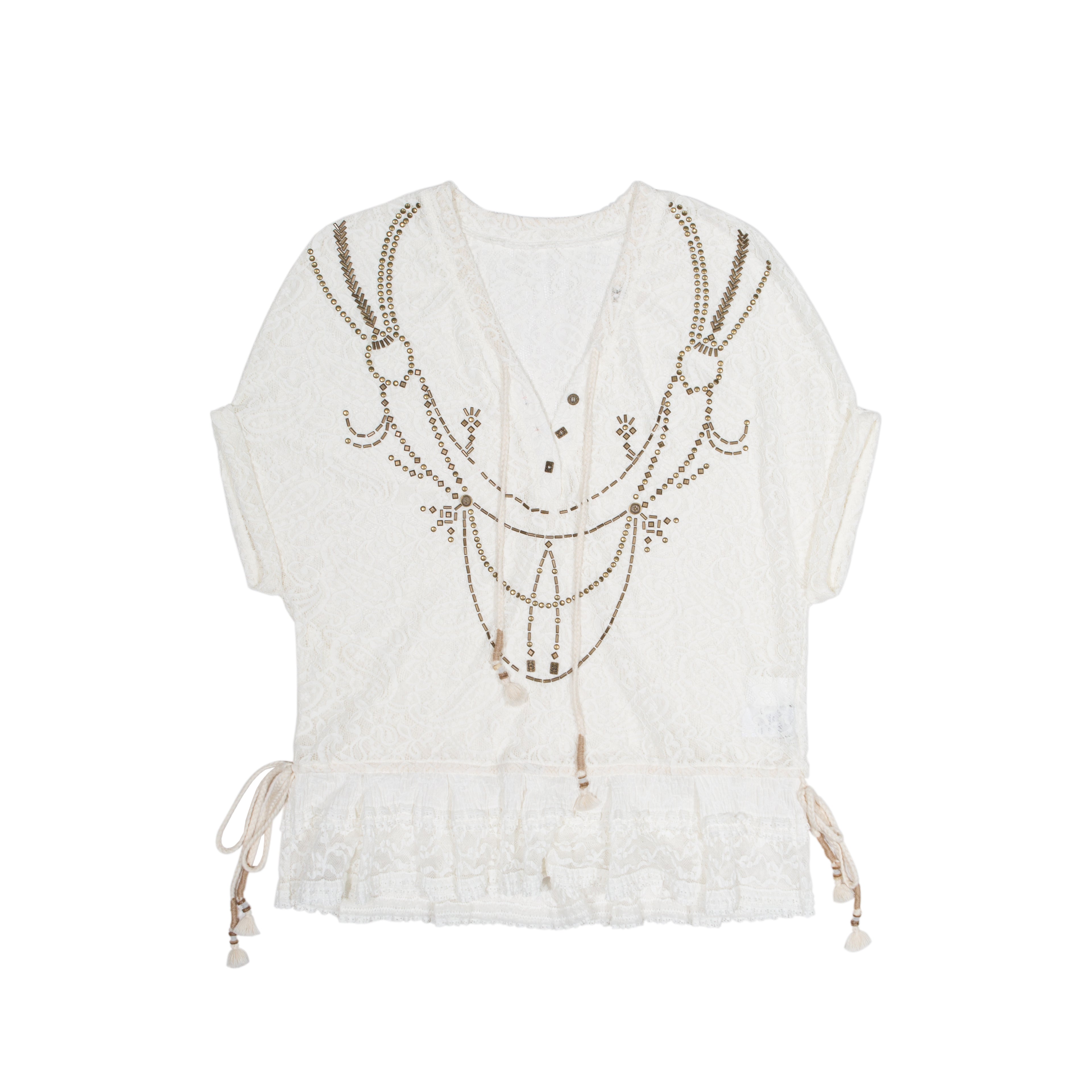 Oversized Lace Overlay Longline T-Shirt