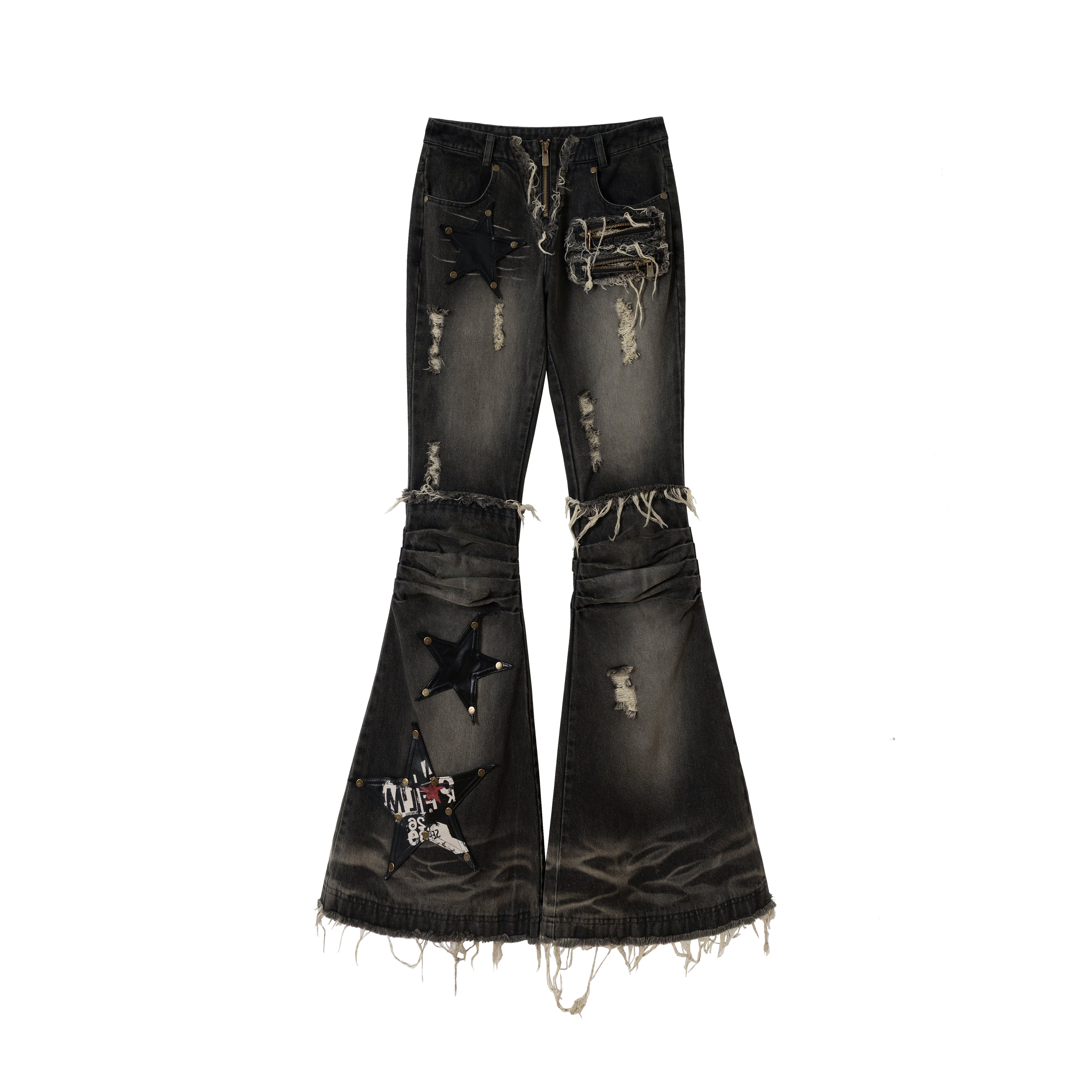 Star Flare Washed Denim Pants