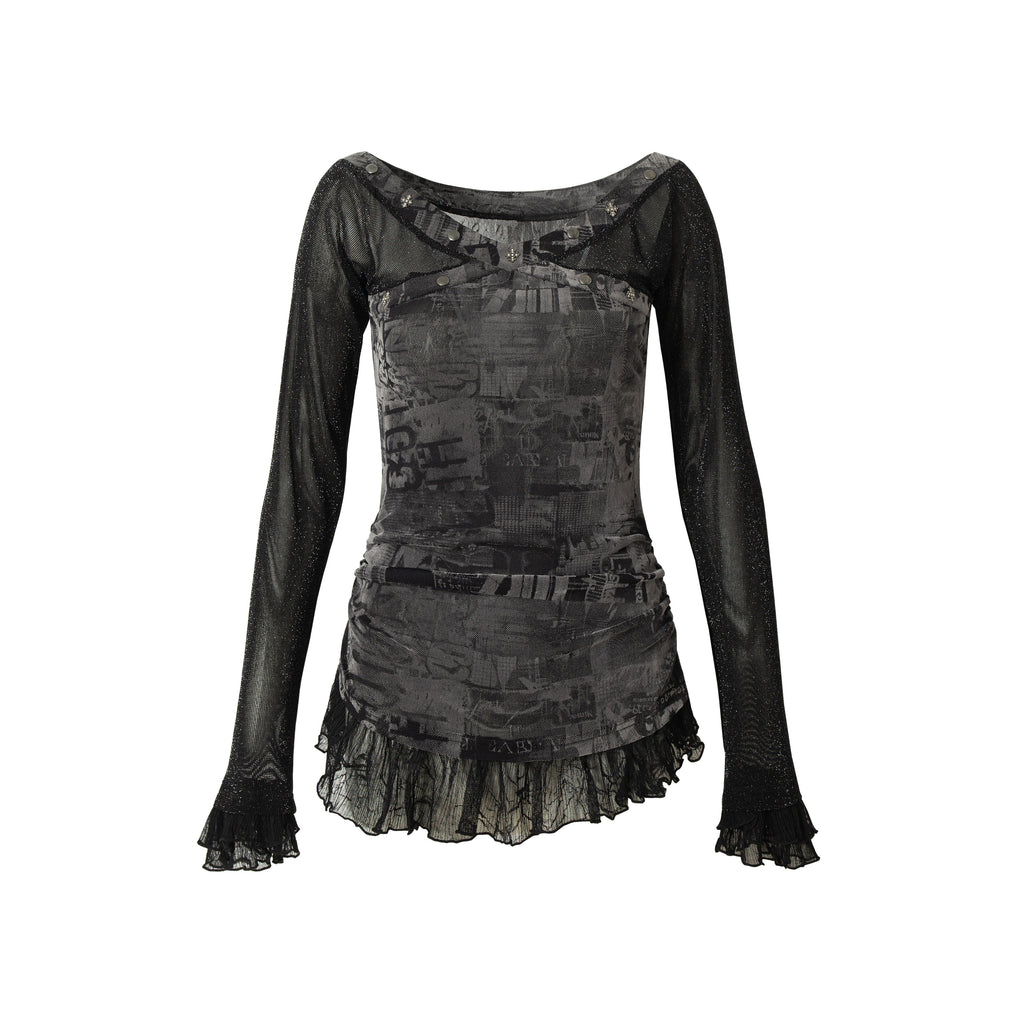 Mesh Panel Long Sleeve T-Shirt