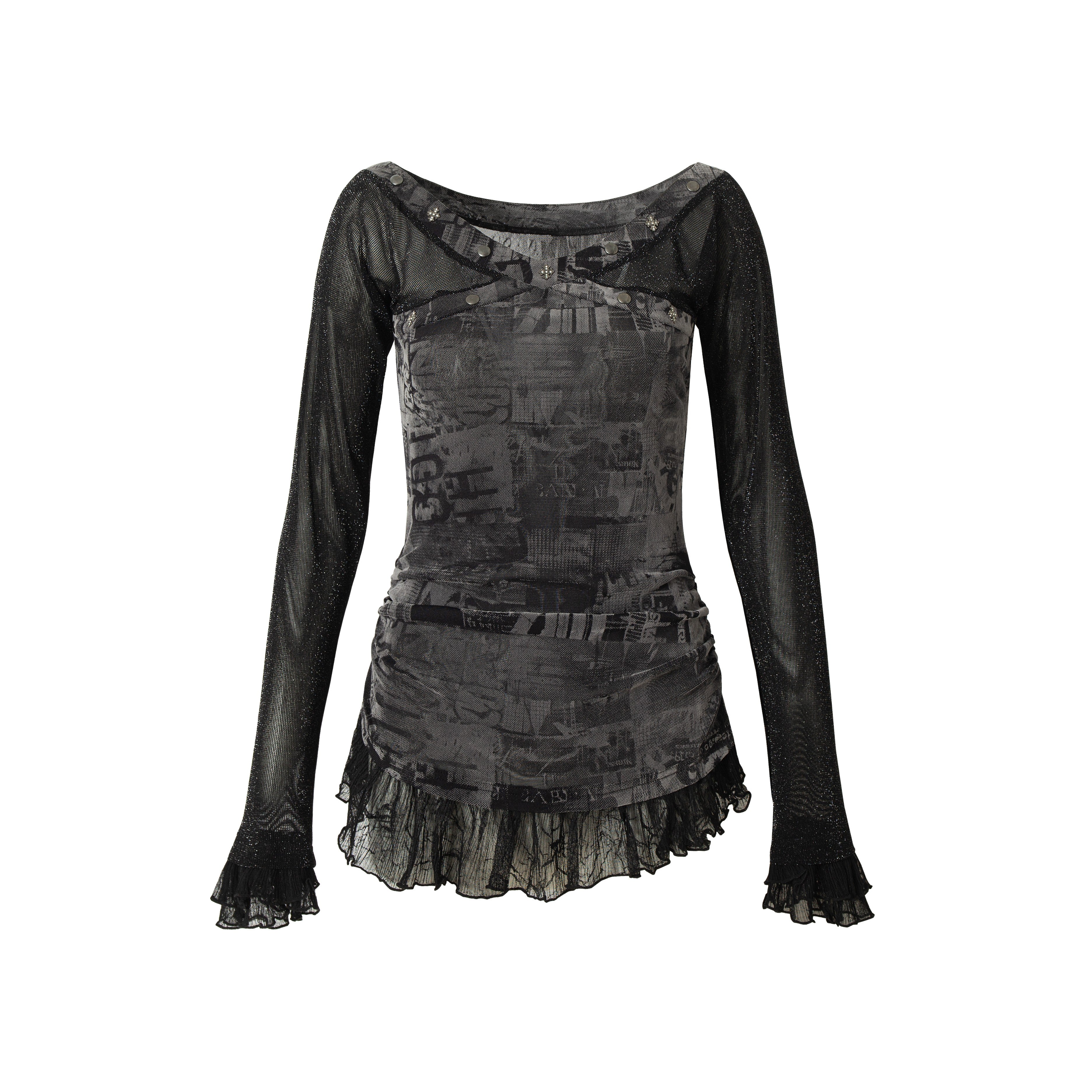 Mesh Panel Long Sleeve T-Shirt