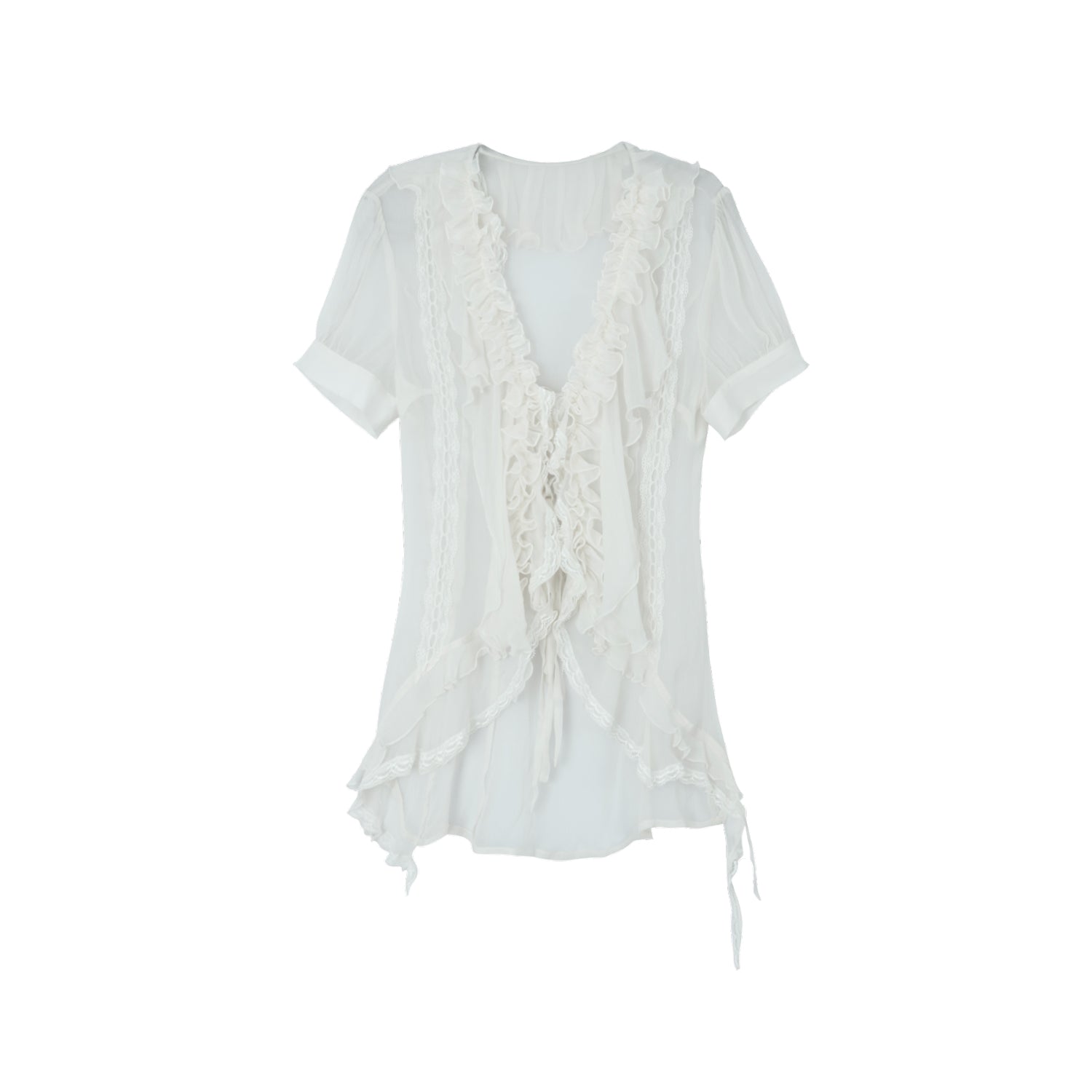 Textured Chiffon Shirt with Asymmetrical Hem