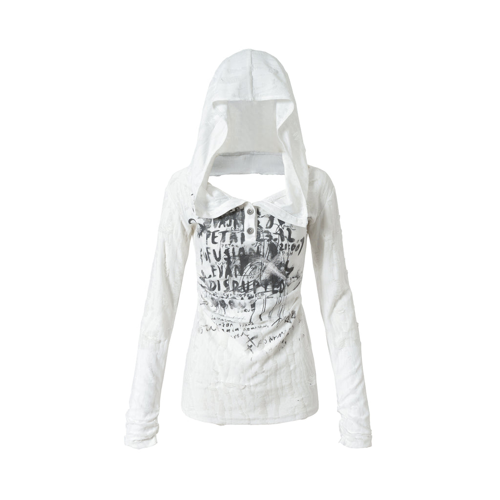 Backless Hooded Long Sleeve Tee