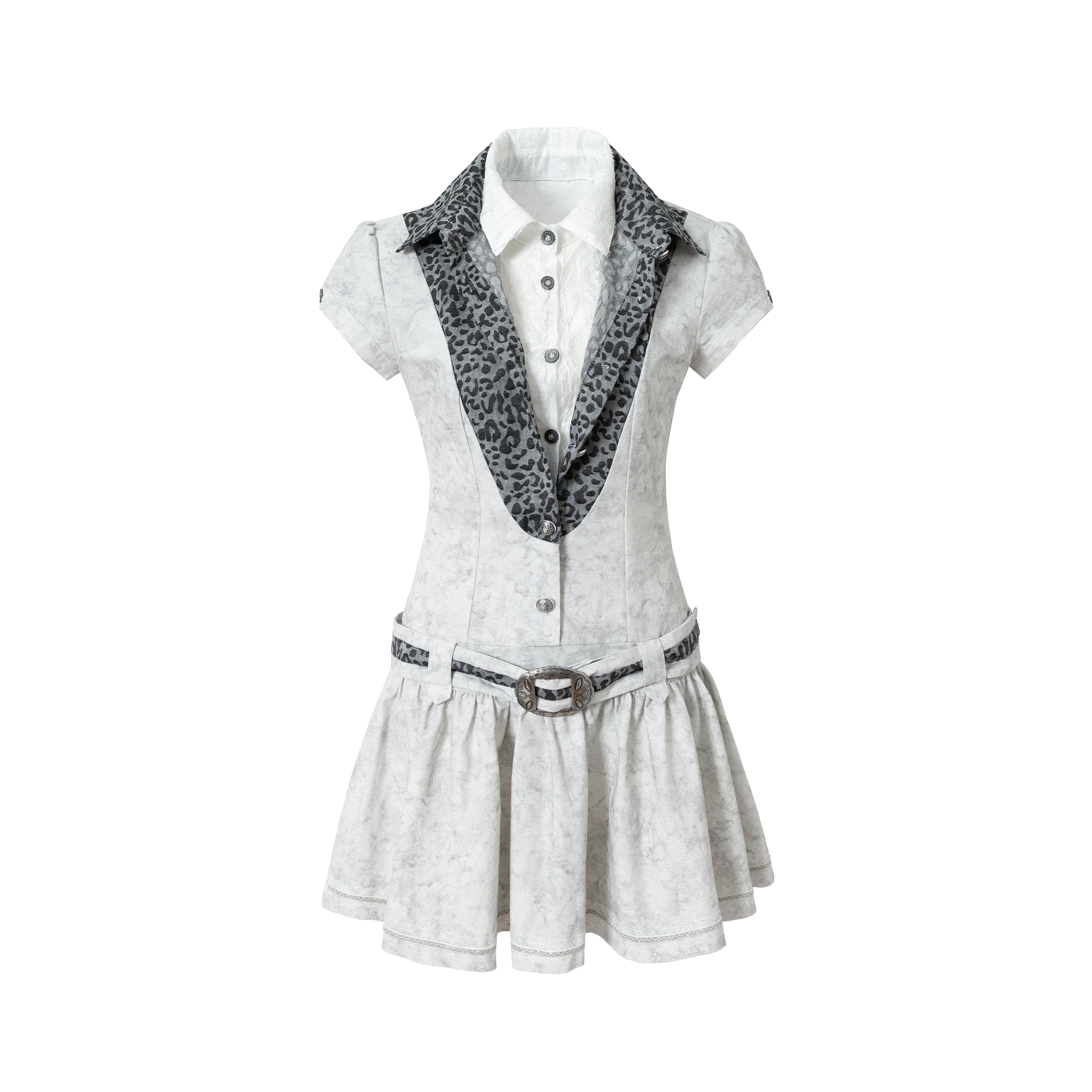 Short Sleeve Fake Two-Piece Dress