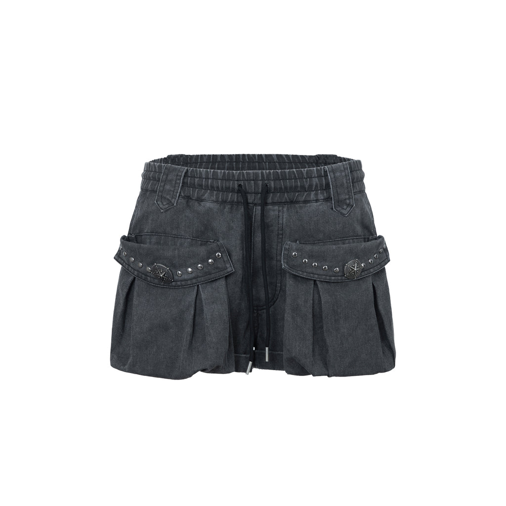 Cargo Washed Cotton Mid-Rise Shorts