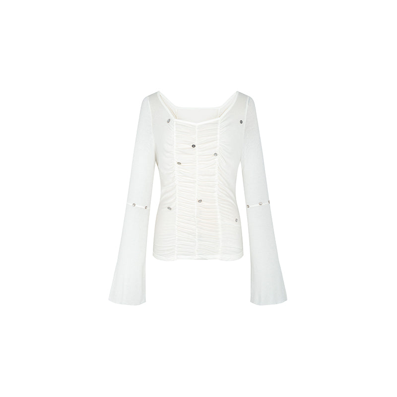 Ruffled Bell-Sleeve T-Shirt