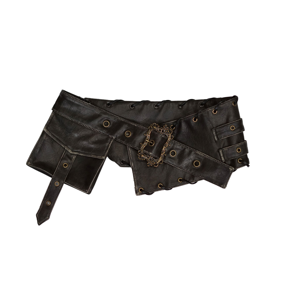 Antique Wash Carved Leather Belt