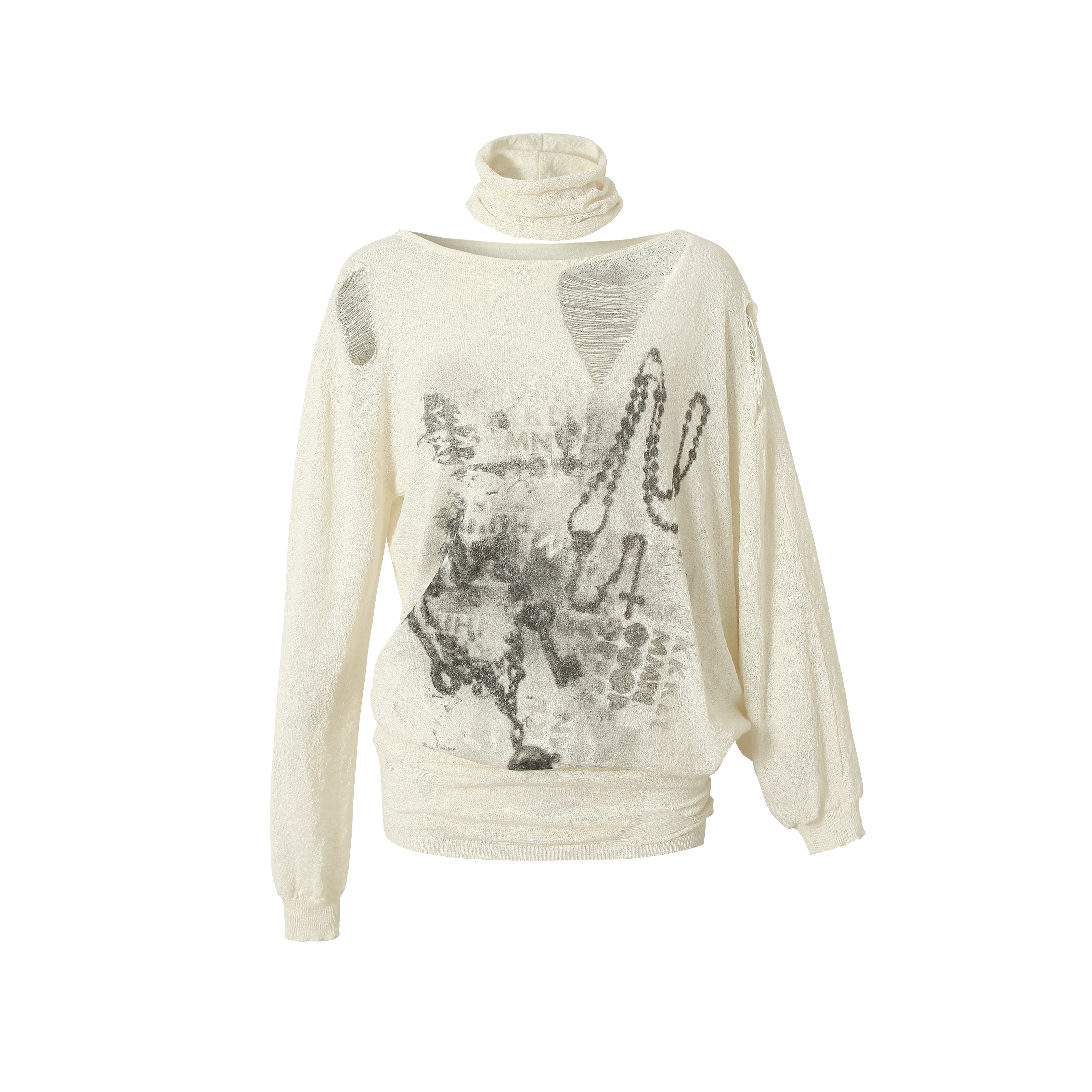 Distressed Off-Shoulder Loose Knit Sunshirt