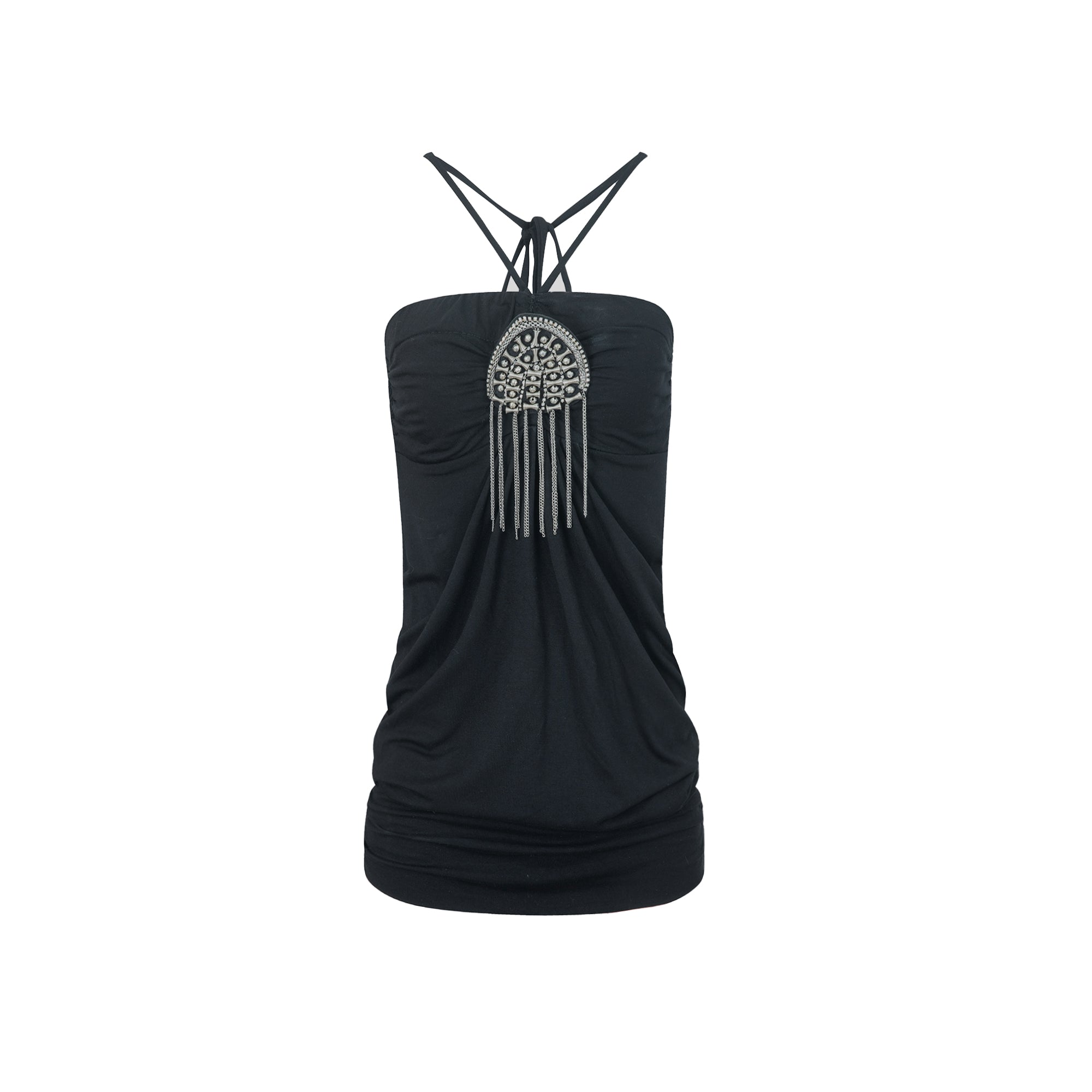 Metal Buckle Tube Halter Top