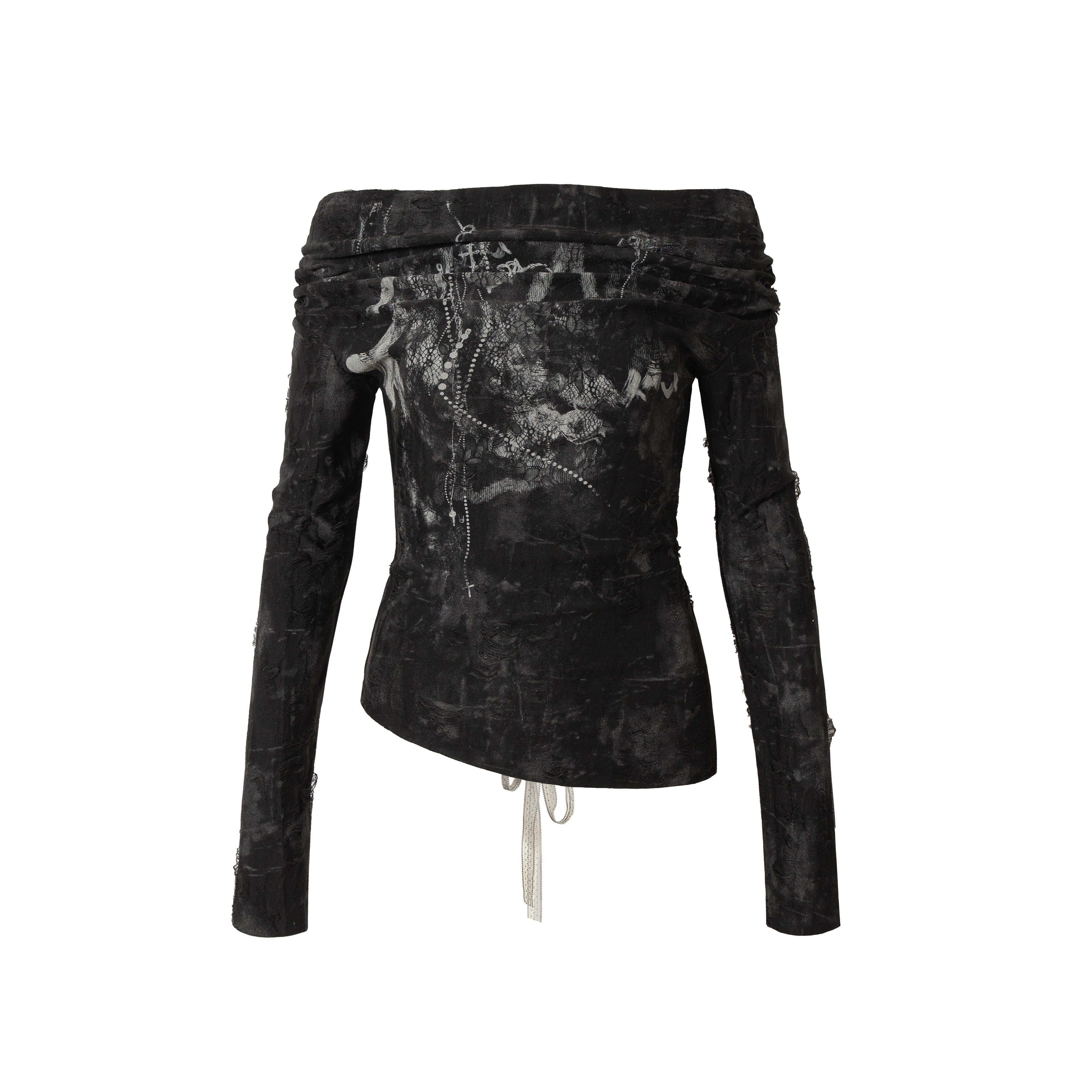 Strapless Tie-Front Two-Way Long Sleeve Tee