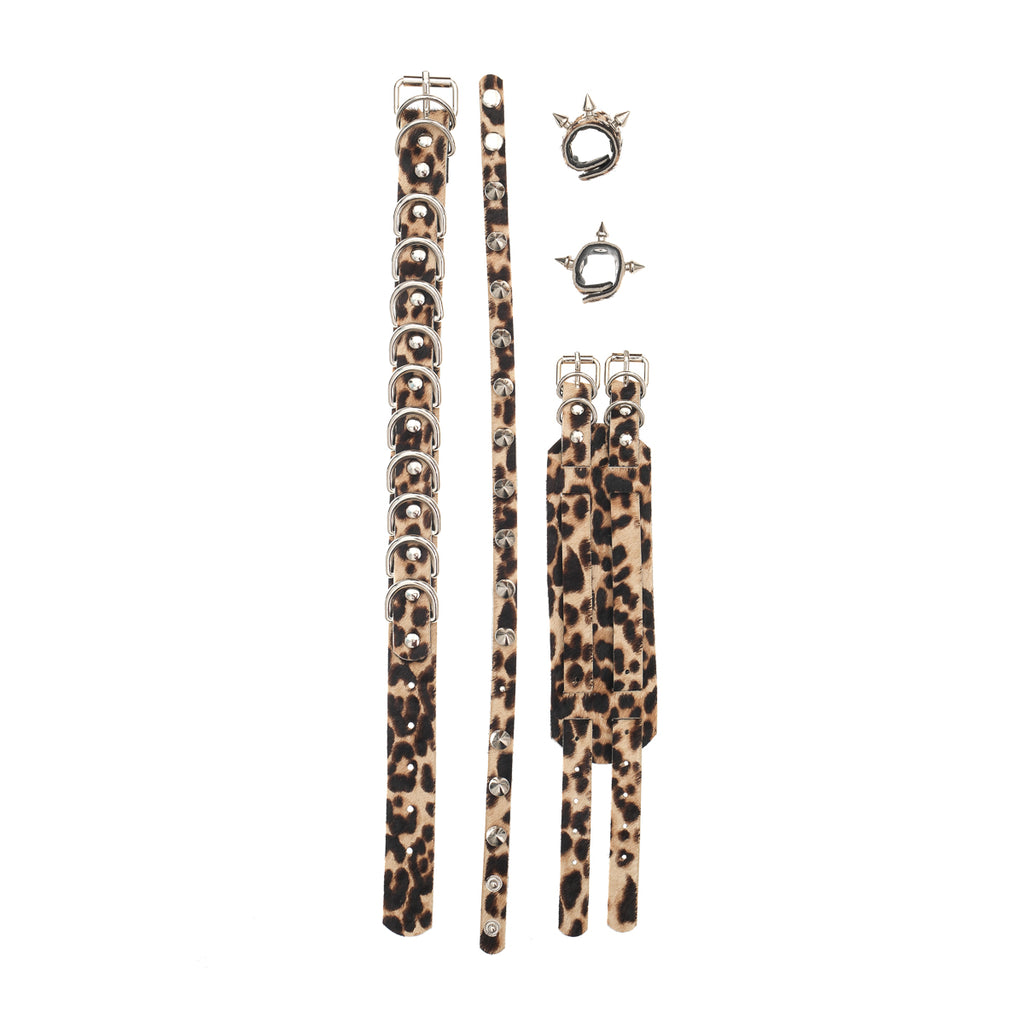 Leopard Print Jewelry Set (Choker + Rings + Bracelets)