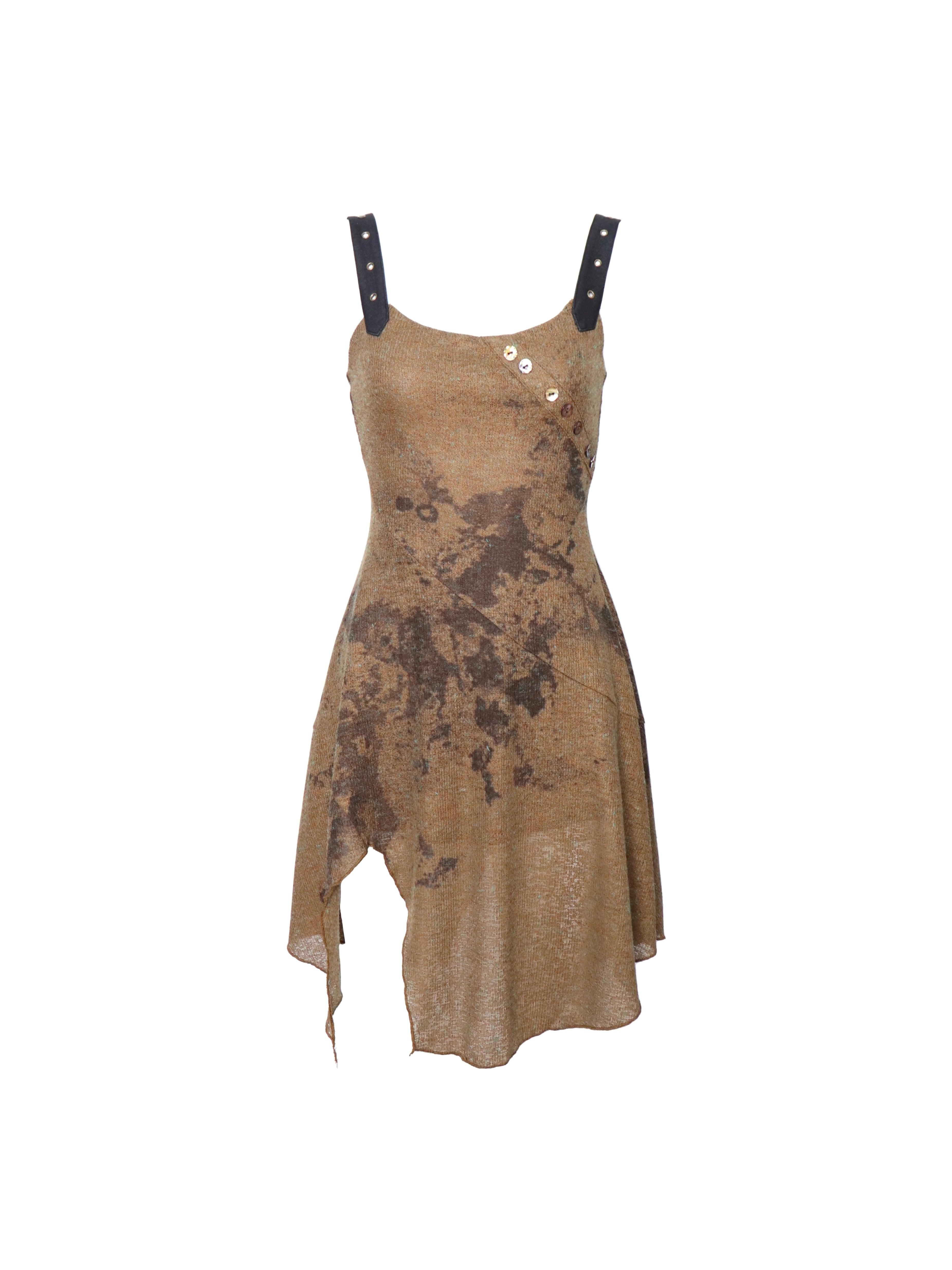 Brown Linen Tie-Waist Dress