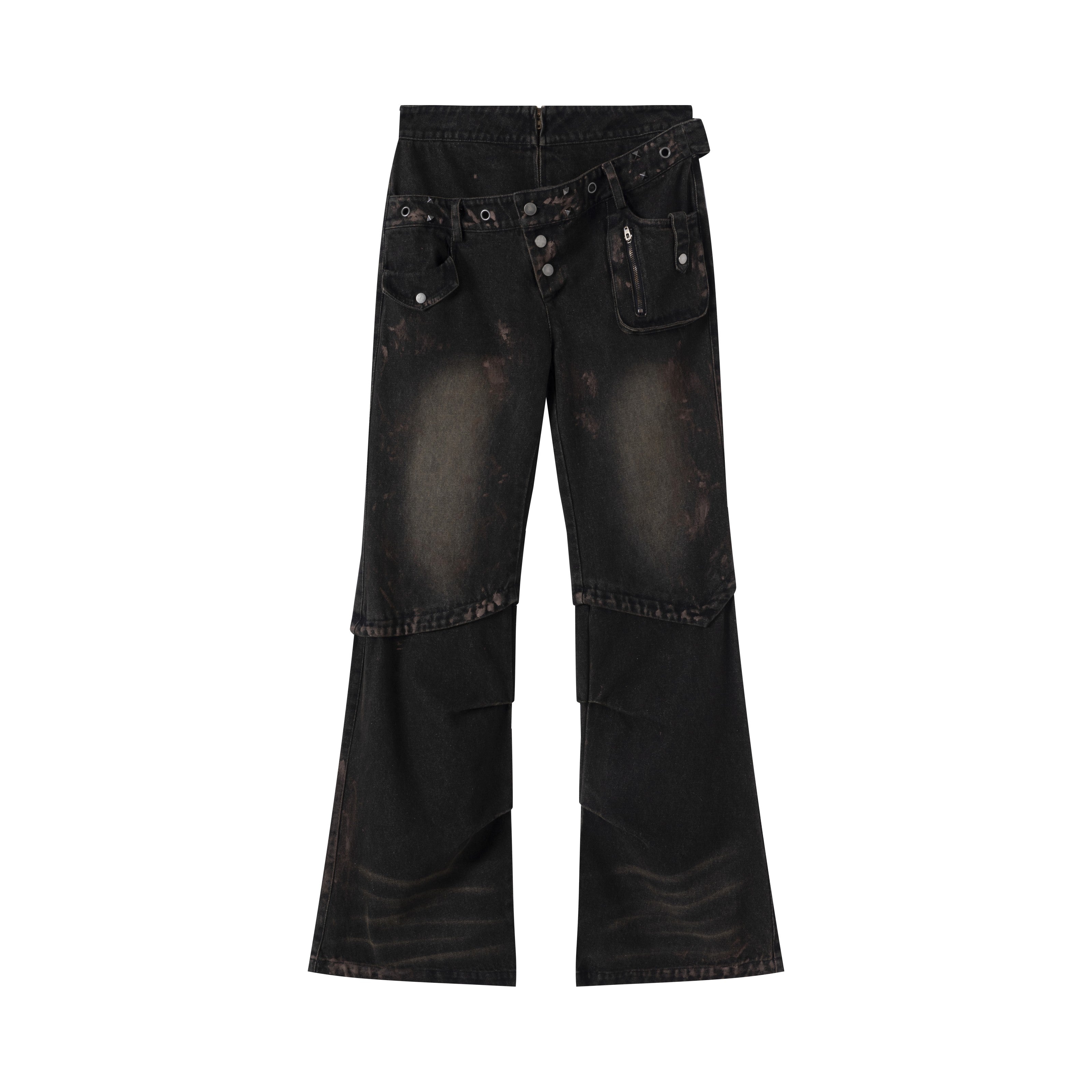 Tie-Dye Double Waist Paneled Jeans