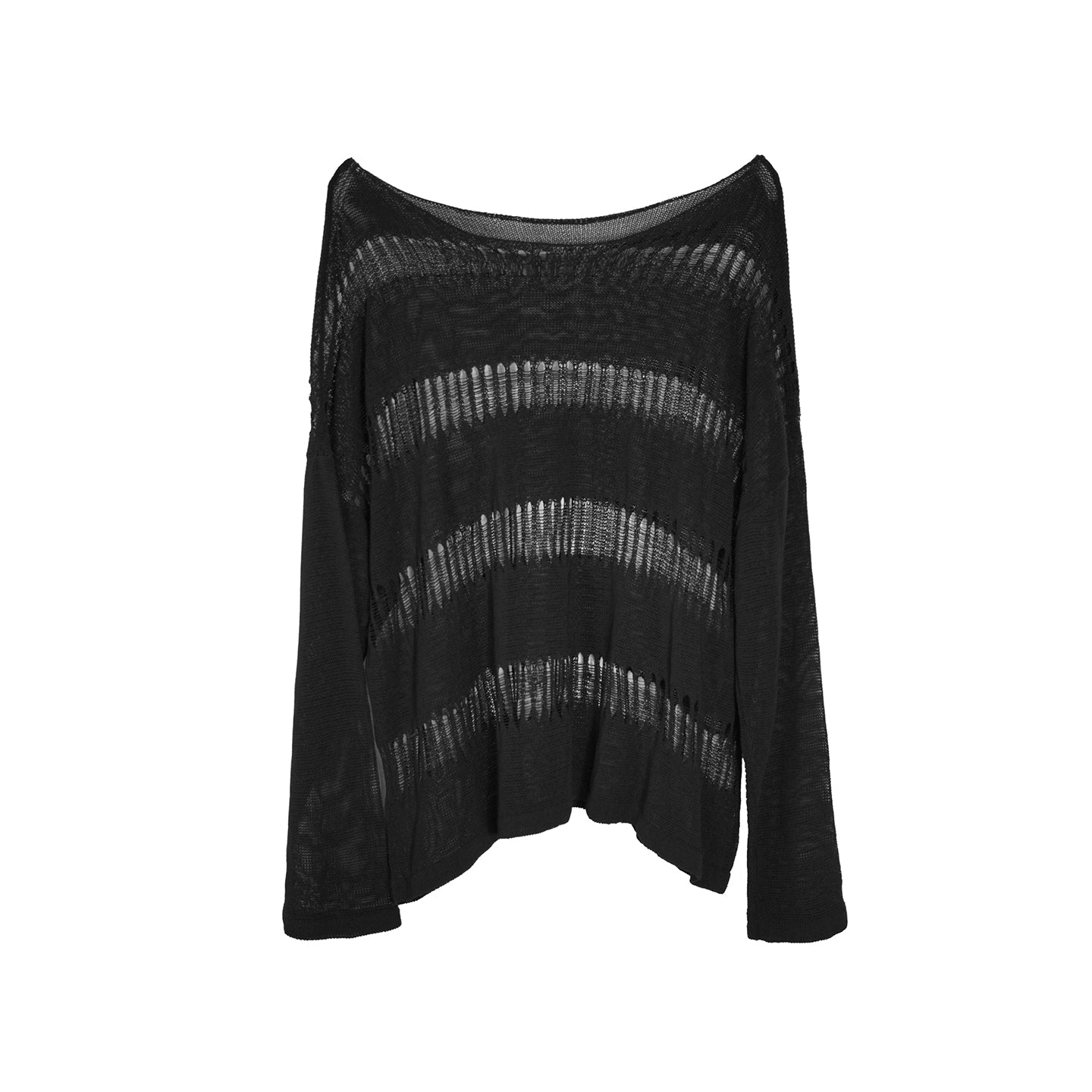 Oversize Linen Knit Cardigan with Distressed Holes