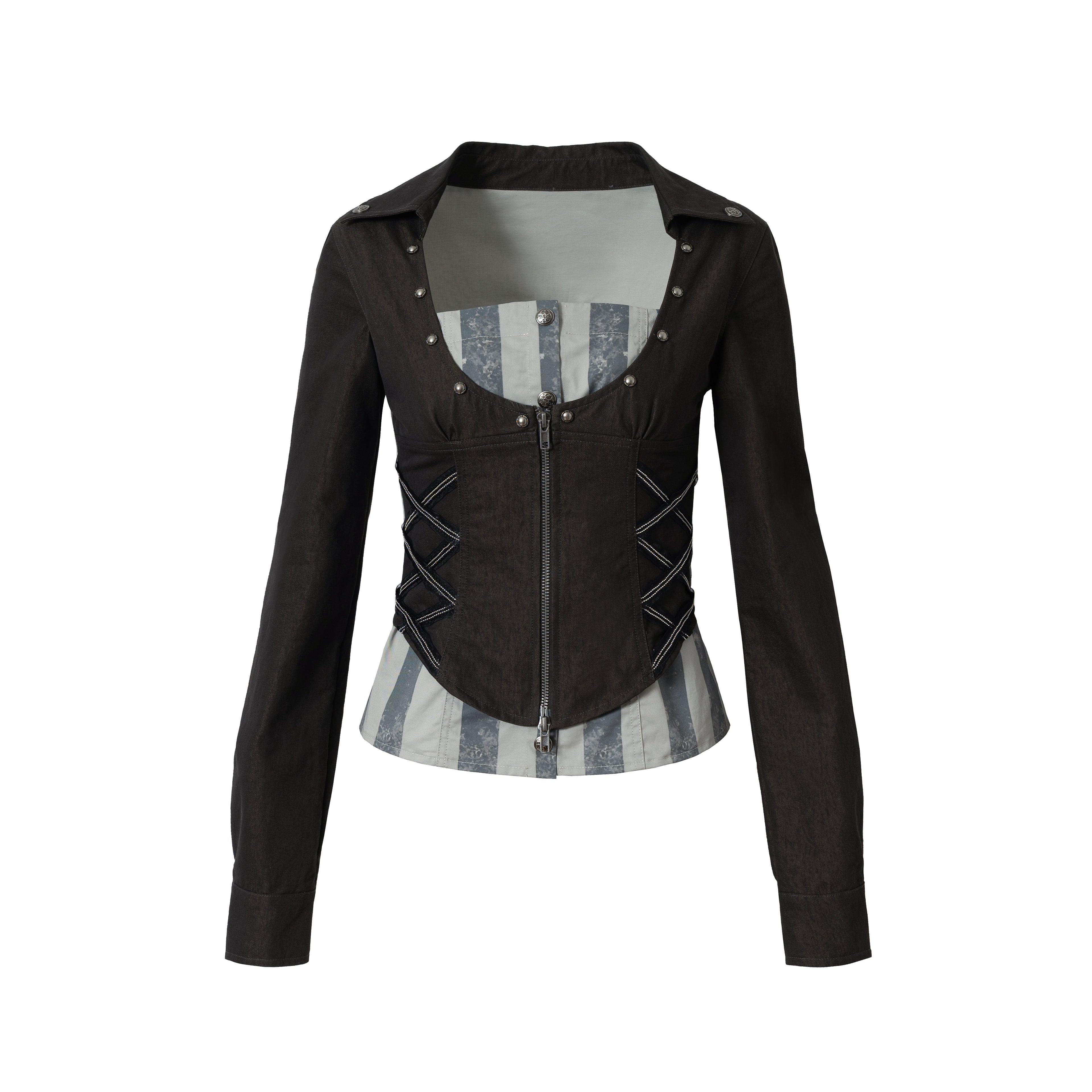 Vintage Punk Baroque Fake Two-Piece Long Sleeve Shirt