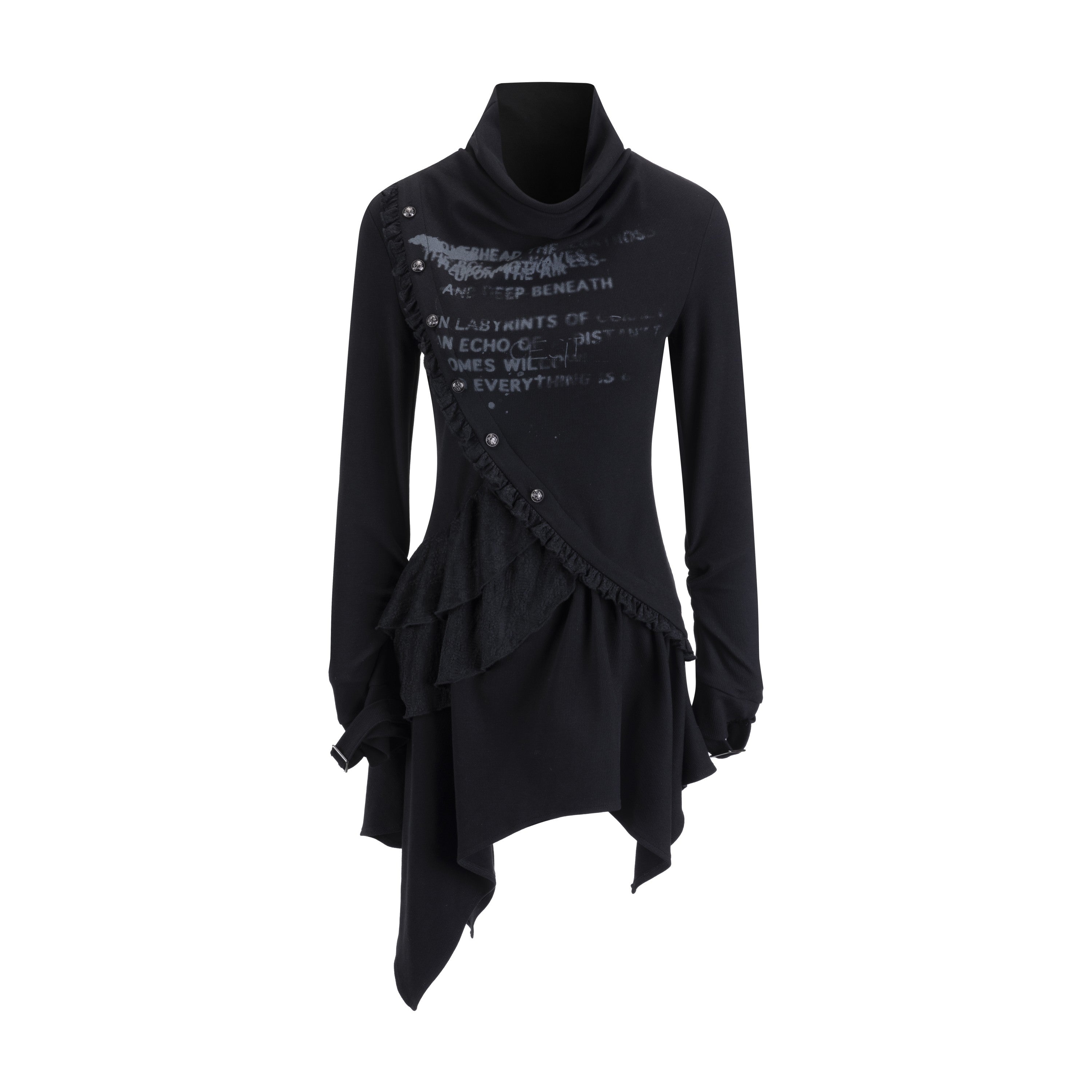 Asymmetric Print Diagonal Placket Dress