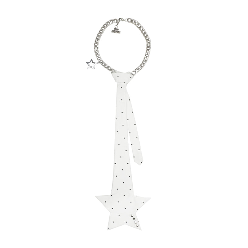 Polka Dot Studded Adjustable Necktie Choker