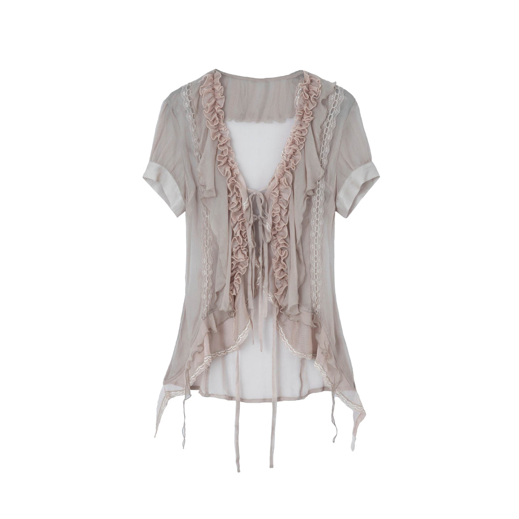 Textured Chiffon Shirt with Asymmetrical Hem