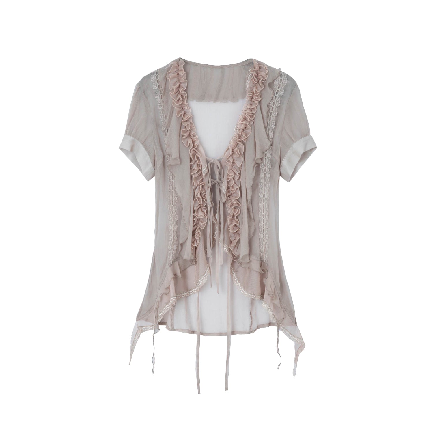 Textured Chiffon Shirt with Asymmetrical Hem