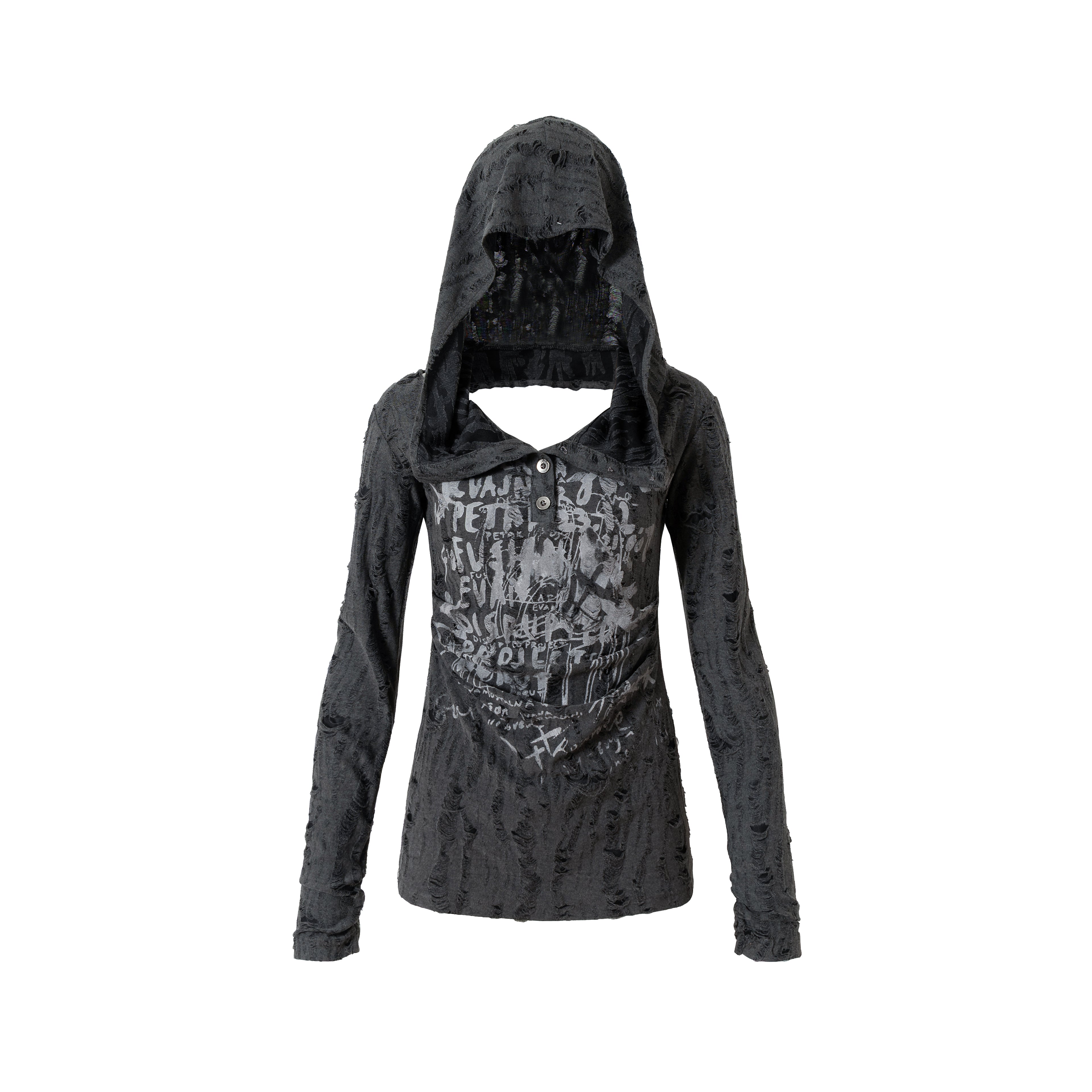 Backless Hooded Long Sleeve Tee