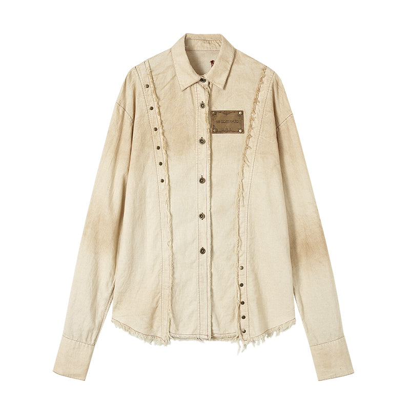 Vintage Wash Color-Block Linen Shirt