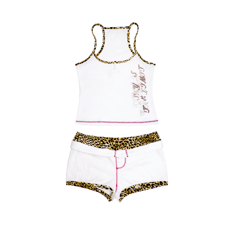 Leopard Print 3-Piece Set (Long Sleeve Tee/Tank/Shorts)