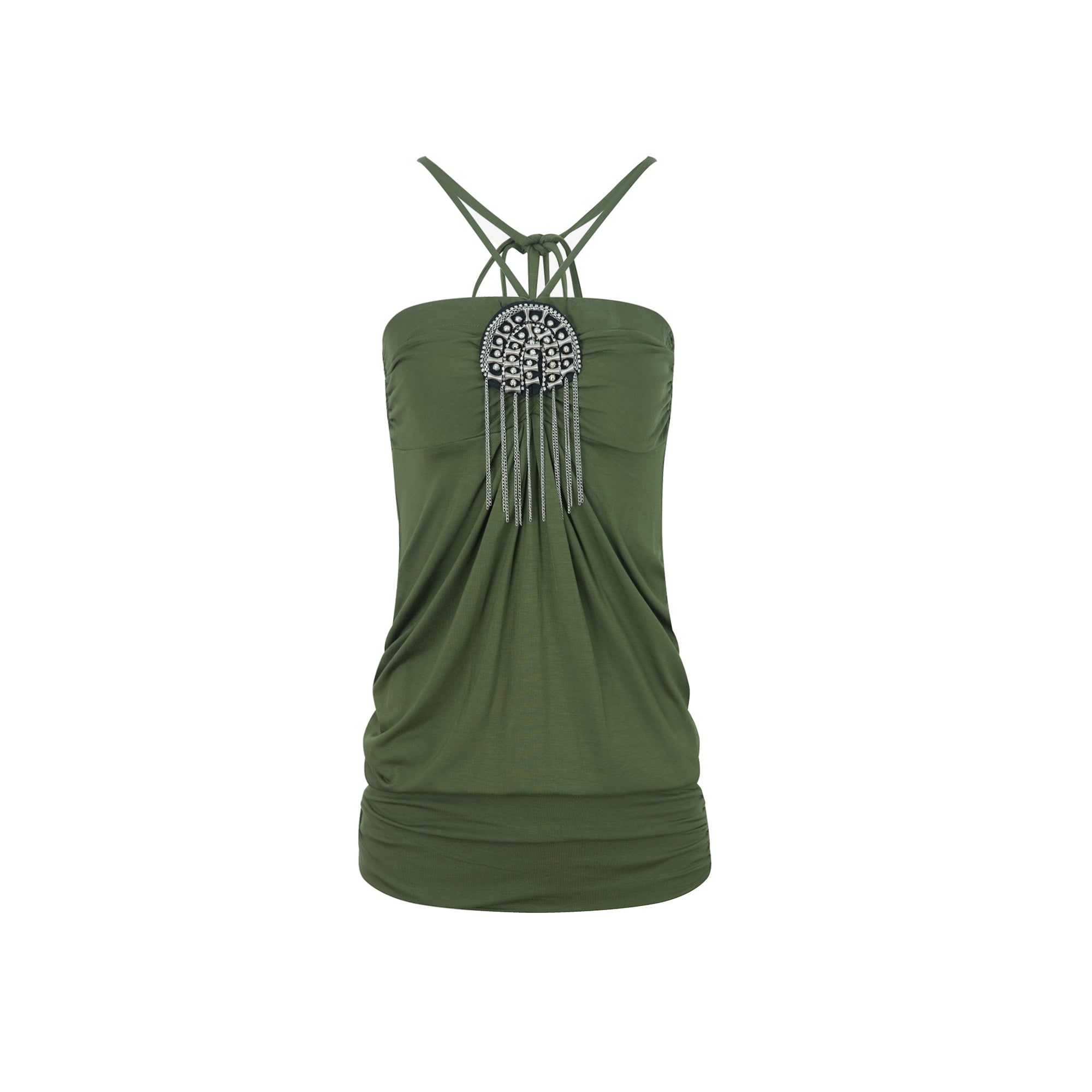Metal Buckle Tube Halter Top