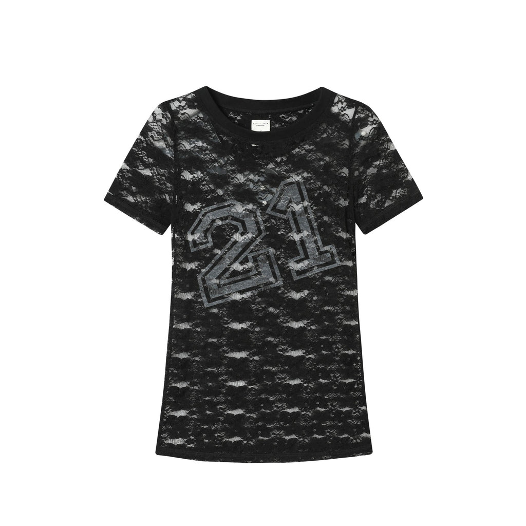 Sheer Cut-Out Cotton Tee